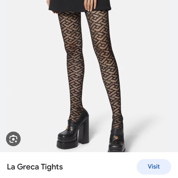 Versace La Greca tulle tights in powder pink size Medium - Picture 3 of 3